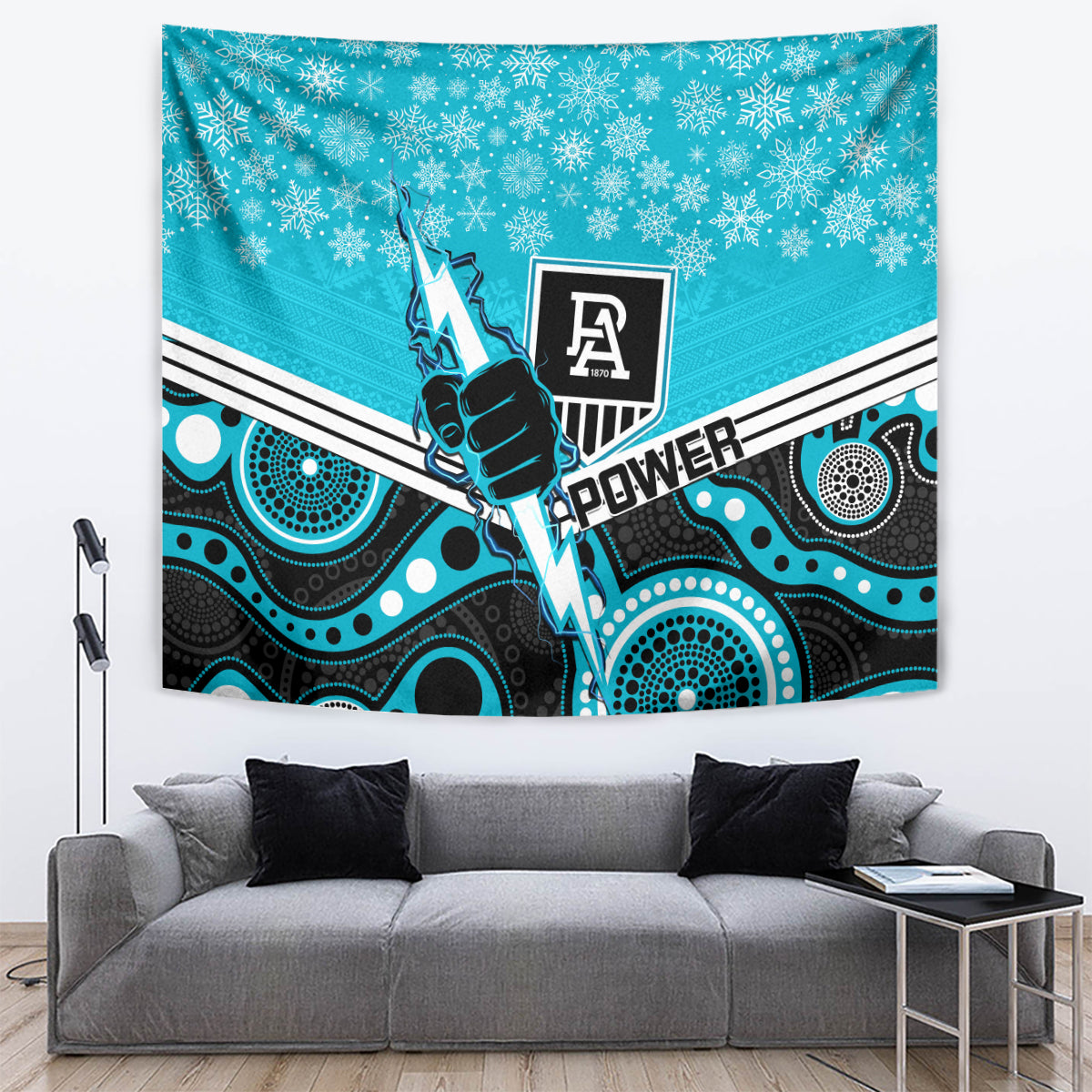 custom-port-adelaide-football-christmas-tapestry-merry-xmas-2023-mix-aboriginal-art