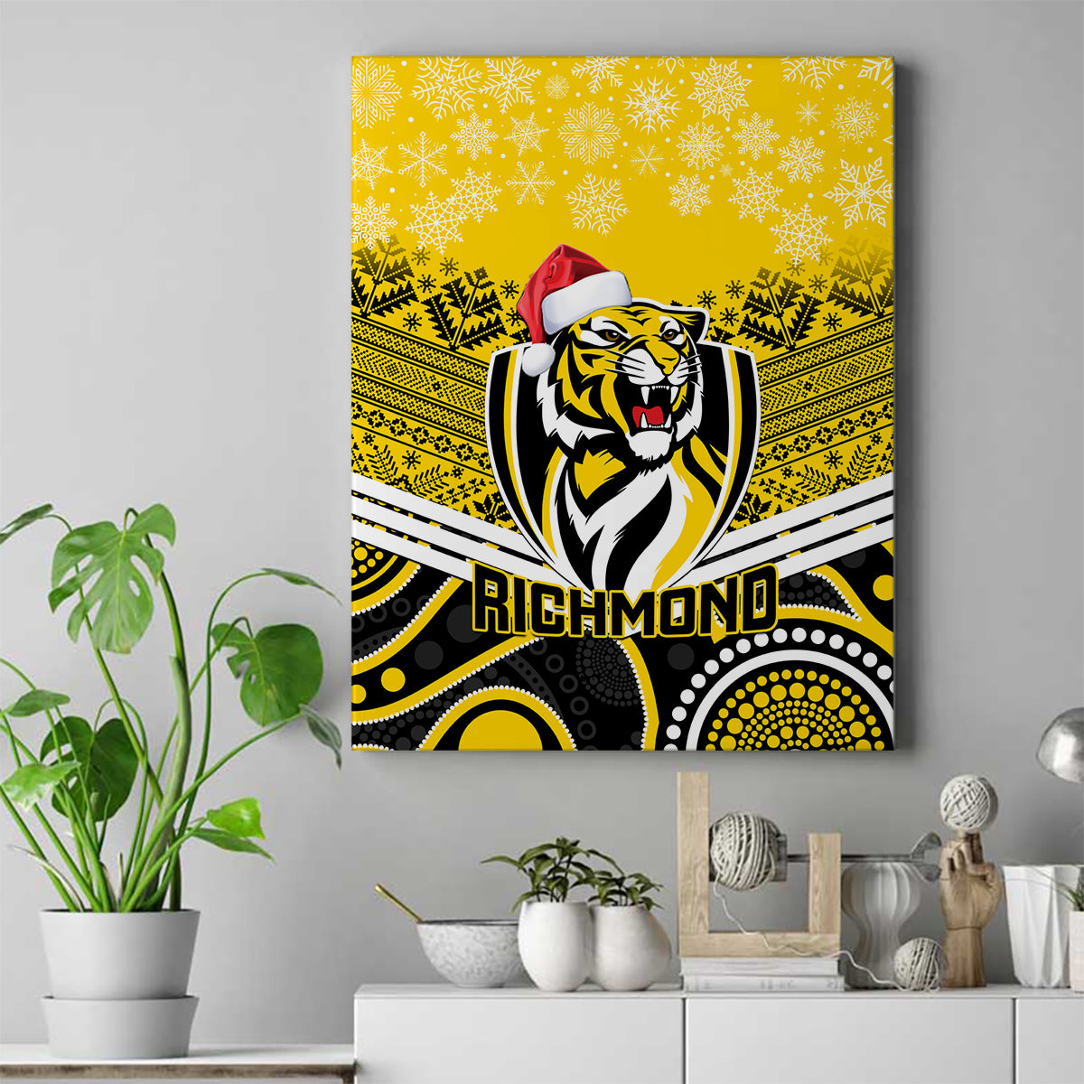 custom-richmond-football-christmas-canvas-wall-art-merry-xmas-2023-mix-aboriginal-art