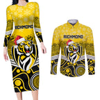 custom-richmond-football-christmas-couples-matching-long-sleeve-bodycon-dress-and-long-sleeve-button-shirt-merry-xmas-2023-mix-aboriginal-art