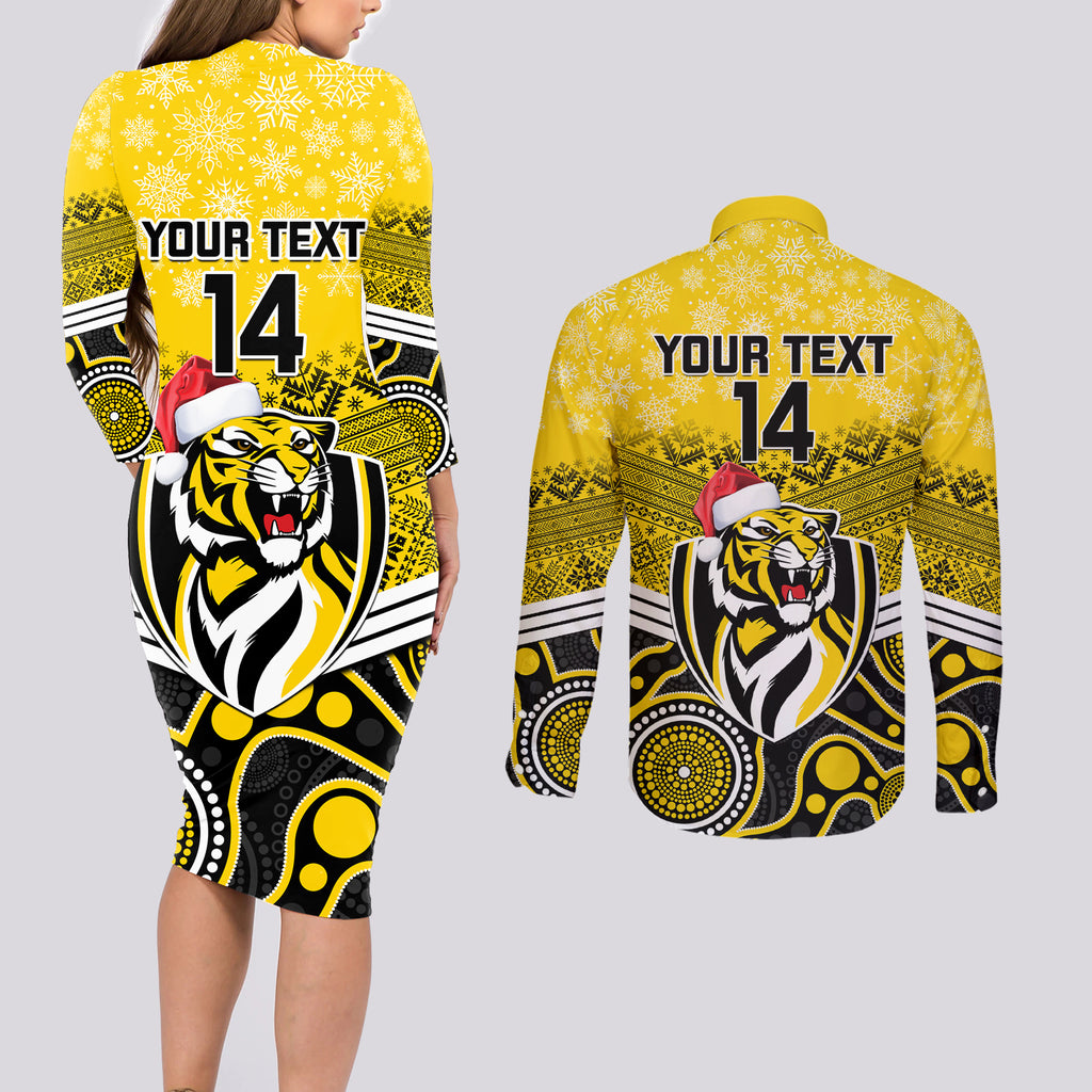 custom-richmond-football-christmas-couples-matching-long-sleeve-bodycon-dress-and-long-sleeve-button-shirt-merry-xmas-2023-mix-aboriginal-art