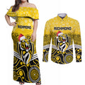 custom-richmond-football-christmas-couples-matching-off-shoulder-maxi-dress-and-long-sleeve-button-shirt-merry-xmas-2023-mix-aboriginal-art