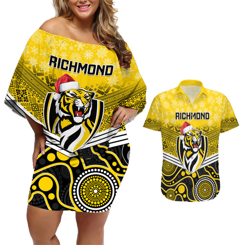 custom-richmond-football-christmas-couples-matching-off-shoulder-short-dress-and-hawaiian-shirt-merry-xmas-2023-mix-aboriginal-art