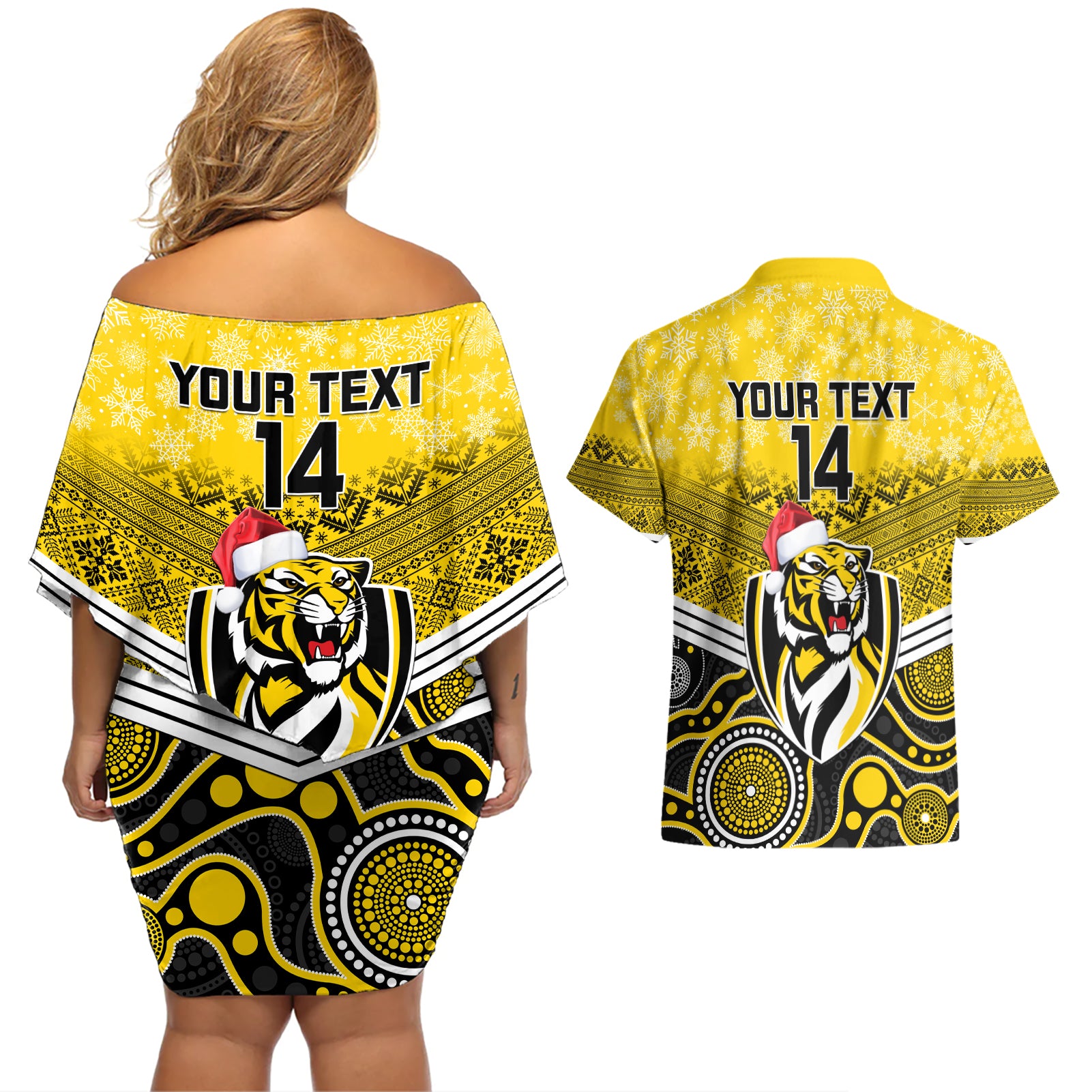 custom-richmond-football-christmas-couples-matching-off-shoulder-short-dress-and-hawaiian-shirt-merry-xmas-2023-mix-aboriginal-art