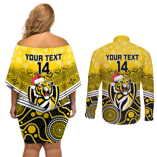 custom-richmond-football-christmas-couples-matching-off-shoulder-short-dress-and-long-sleeve-button-shirt-merry-xmas-2023-mix-aboriginal-art
