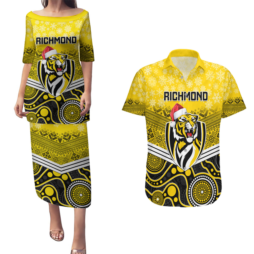 custom-richmond-football-christmas-couples-matching-puletasi-dress-and-hawaiian-shirt-merry-xmas-2023-mix-aboriginal-art