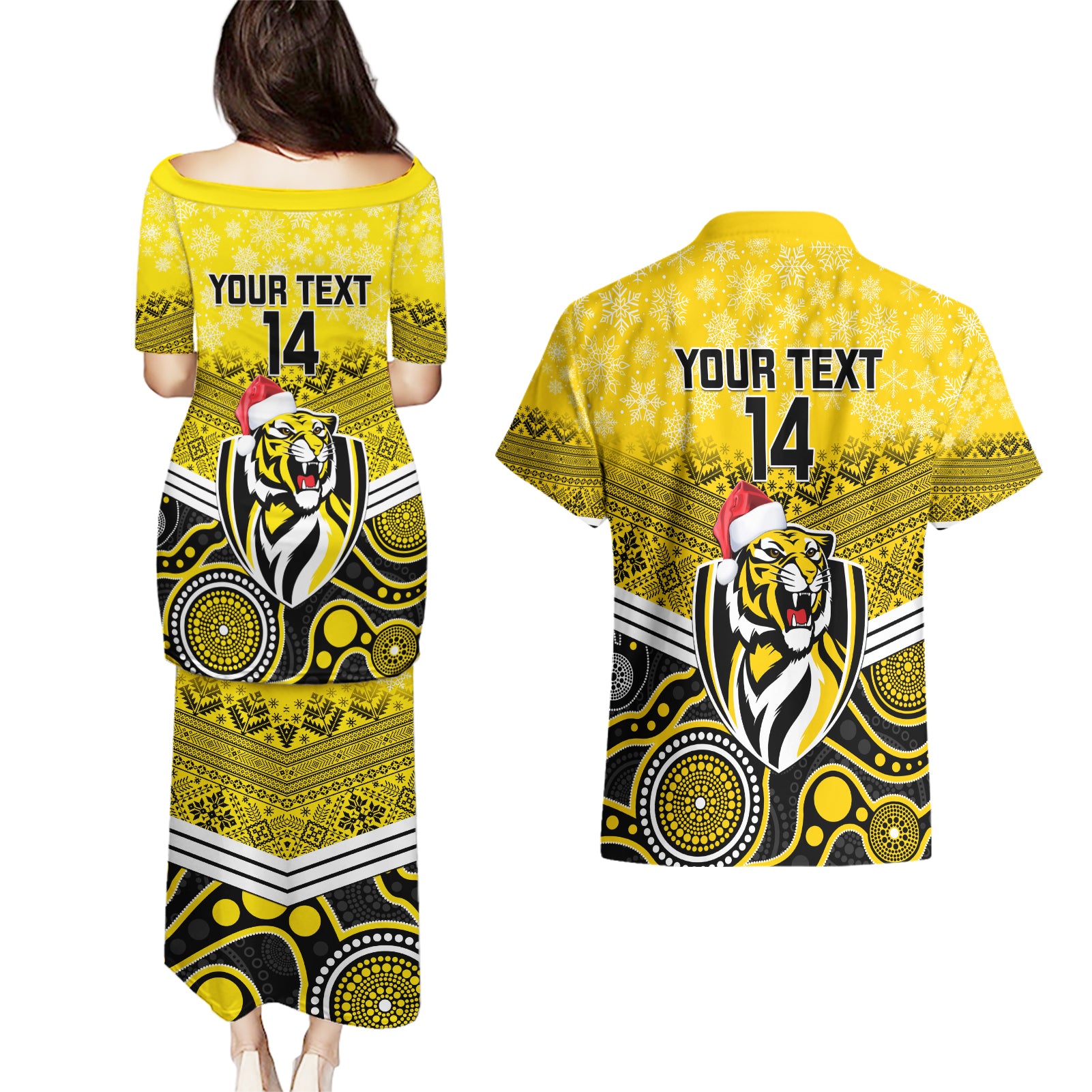 custom-richmond-football-christmas-couples-matching-puletasi-dress-and-hawaiian-shirt-merry-xmas-2023-mix-aboriginal-art