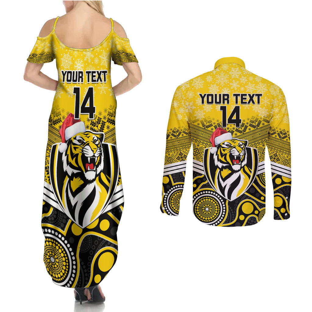 custom-richmond-football-christmas-couples-matching-summer-maxi-dress-and-long-sleeve-button-shirt-merry-xmas-2023-mix-aboriginal-art