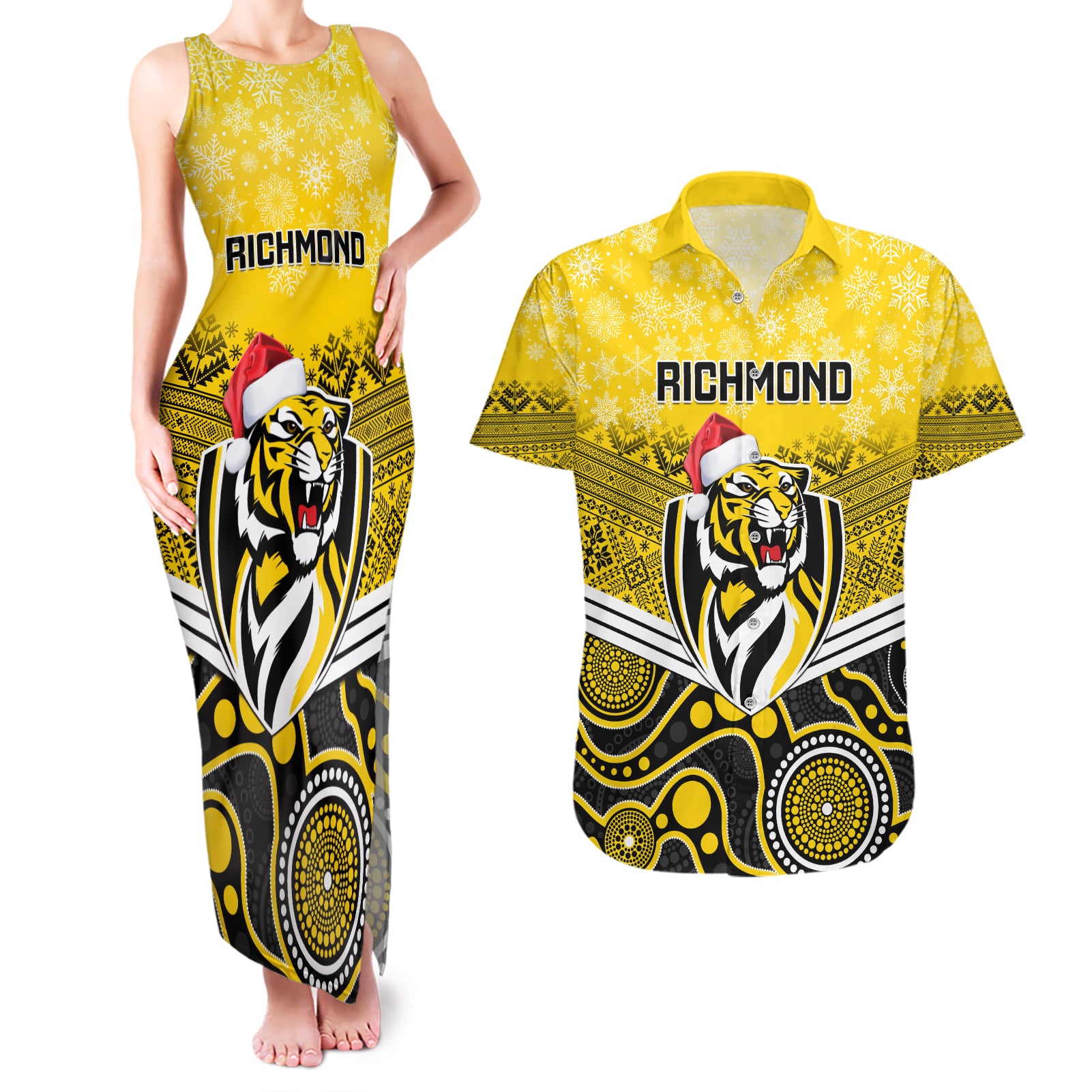 custom-richmond-football-christmas-couples-matching-tank-maxi-dress-and-hawaiian-shirt-merry-xmas-2023-mix-aboriginal-art