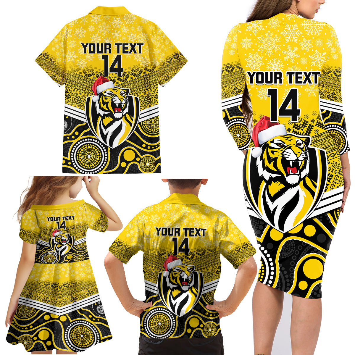 custom-richmond-football-christmas-family-matching-long-sleeve-bodycon-dress-and-hawaiian-shirt-merry-xmas-2023-mix-aboriginal-art
