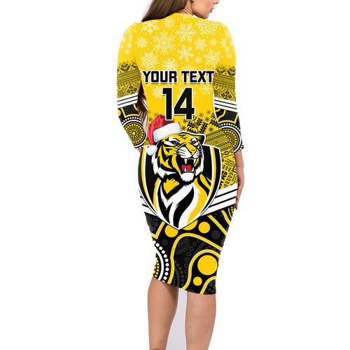custom-richmond-football-christmas-family-matching-long-sleeve-bodycon-dress-and-hawaiian-shirt-merry-xmas-2023-mix-aboriginal-art