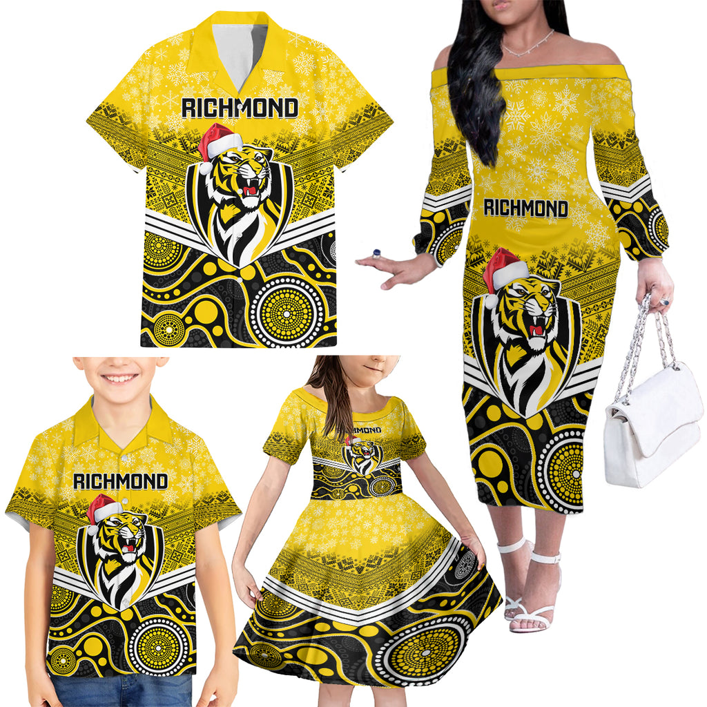 custom-richmond-football-christmas-family-matching-off-shoulder-long-sleeve-dress-and-hawaiian-shirt-merry-xmas-2023-mix-aboriginal-art