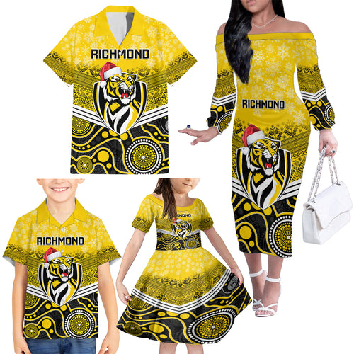 custom-richmond-football-christmas-family-matching-off-shoulder-long-sleeve-dress-and-hawaiian-shirt-merry-xmas-2023-mix-aboriginal-art
