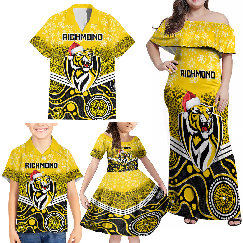 custom-richmond-football-christmas-family-matching-off-shoulder-maxi-dress-and-hawaiian-shirt-merry-xmas-2023-mix-aboriginal-art