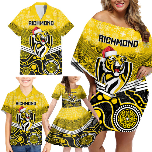 custom-richmond-football-christmas-family-matching-off-shoulder-short-dress-and-hawaiian-shirt-merry-xmas-2023-mix-aboriginal-art