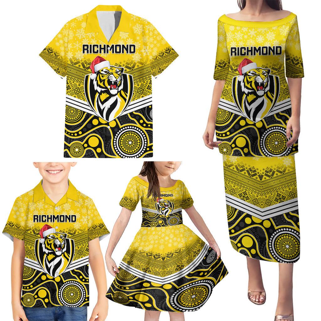 custom-richmond-football-christmas-family-matching-puletasi-dress-and-hawaiian-shirt-merry-xmas-2023-mix-aboriginal-art