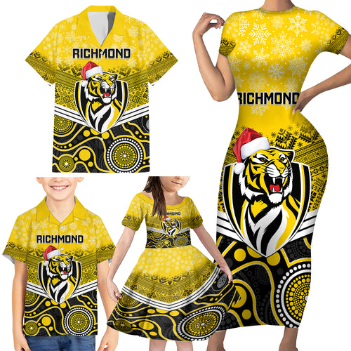 custom-richmond-football-christmas-family-matching-short-sleeve-bodycon-dress-and-hawaiian-shirt-merry-xmas-2023-mix-aboriginal-art
