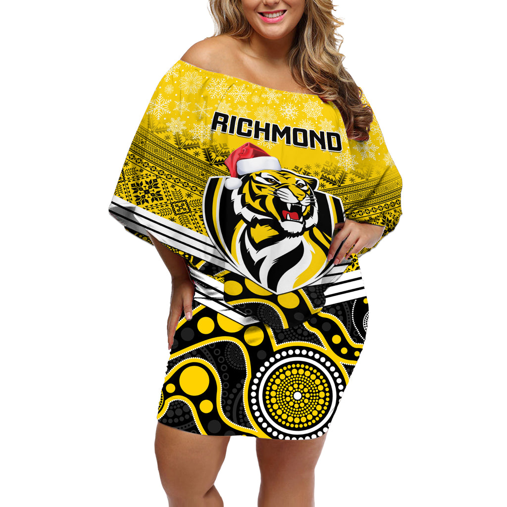 custom-richmond-football-christmas-off-shoulder-short-dress-merry-xmas-2023-mix-aboriginal-art