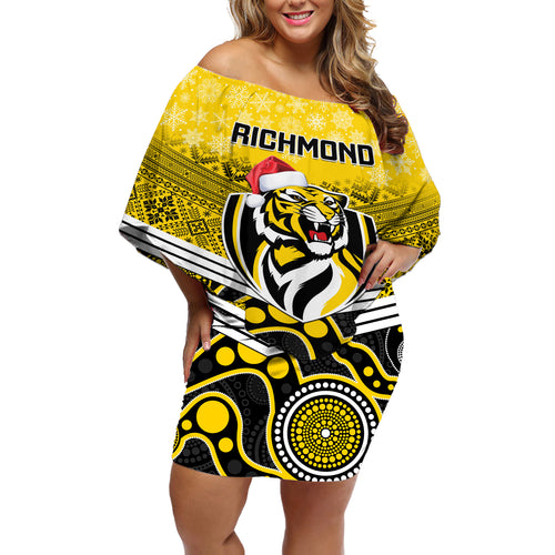 custom-richmond-football-christmas-off-shoulder-short-dress-merry-xmas-2023-mix-aboriginal-art