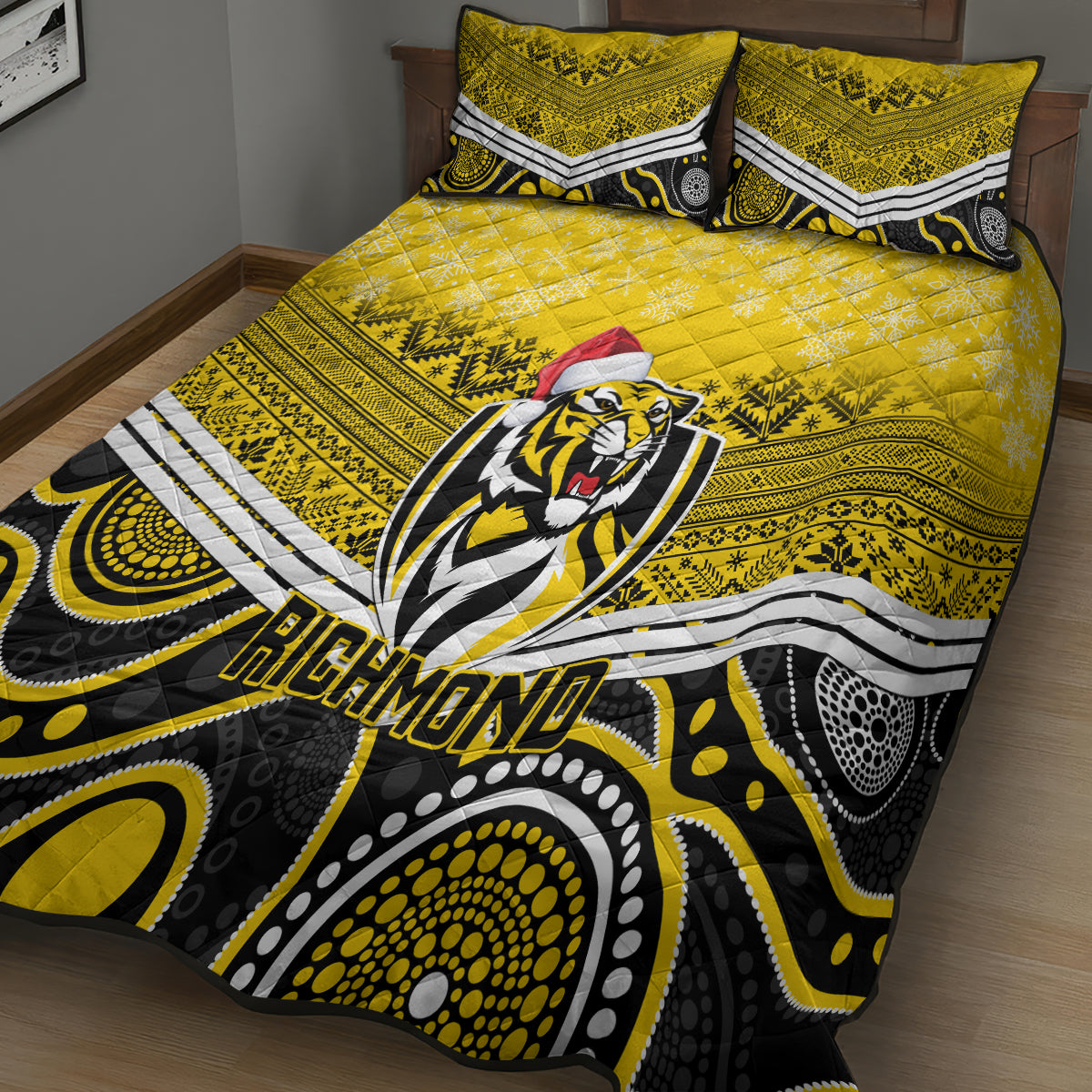 custom-richmond-football-christmas-quilt-bed-set-merry-xmas-2023-mix-aboriginal-art