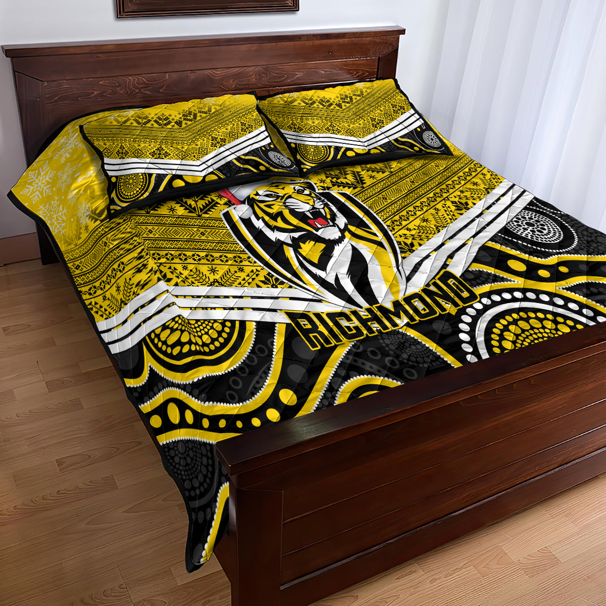 custom-richmond-football-christmas-quilt-bed-set-merry-xmas-2023-mix-aboriginal-art