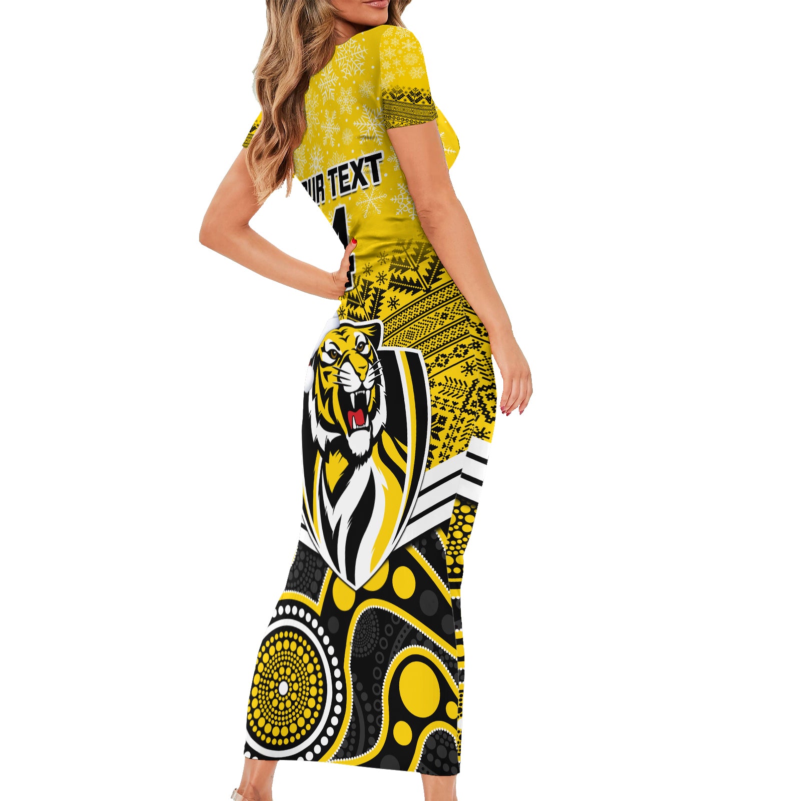custom-richmond-football-christmas-short-sleeve-bodycon-dress-merry-xmas-2023-mix-aboriginal-art