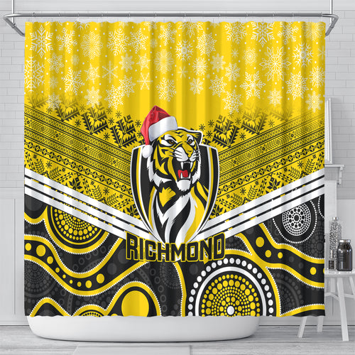 custom-richmond-football-christmas-shower-curtain-merry-xmas-2023-mix-aboriginal-art
