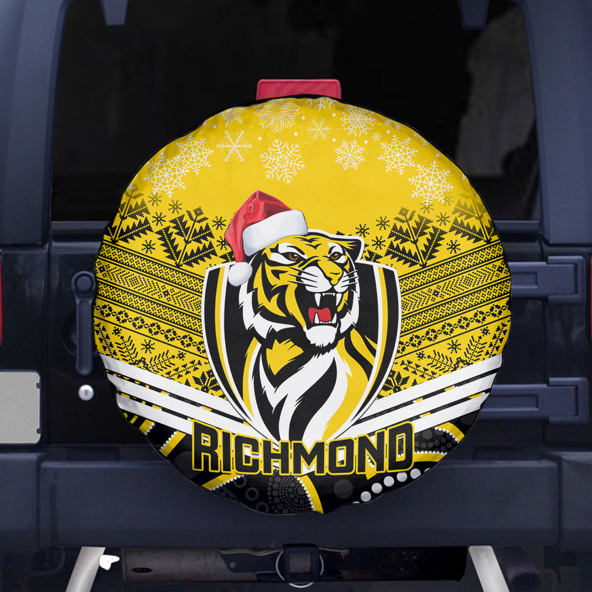 custom-richmond-football-christmas-spare-tire-cover-merry-xmas-2023-mix-aboriginal-art