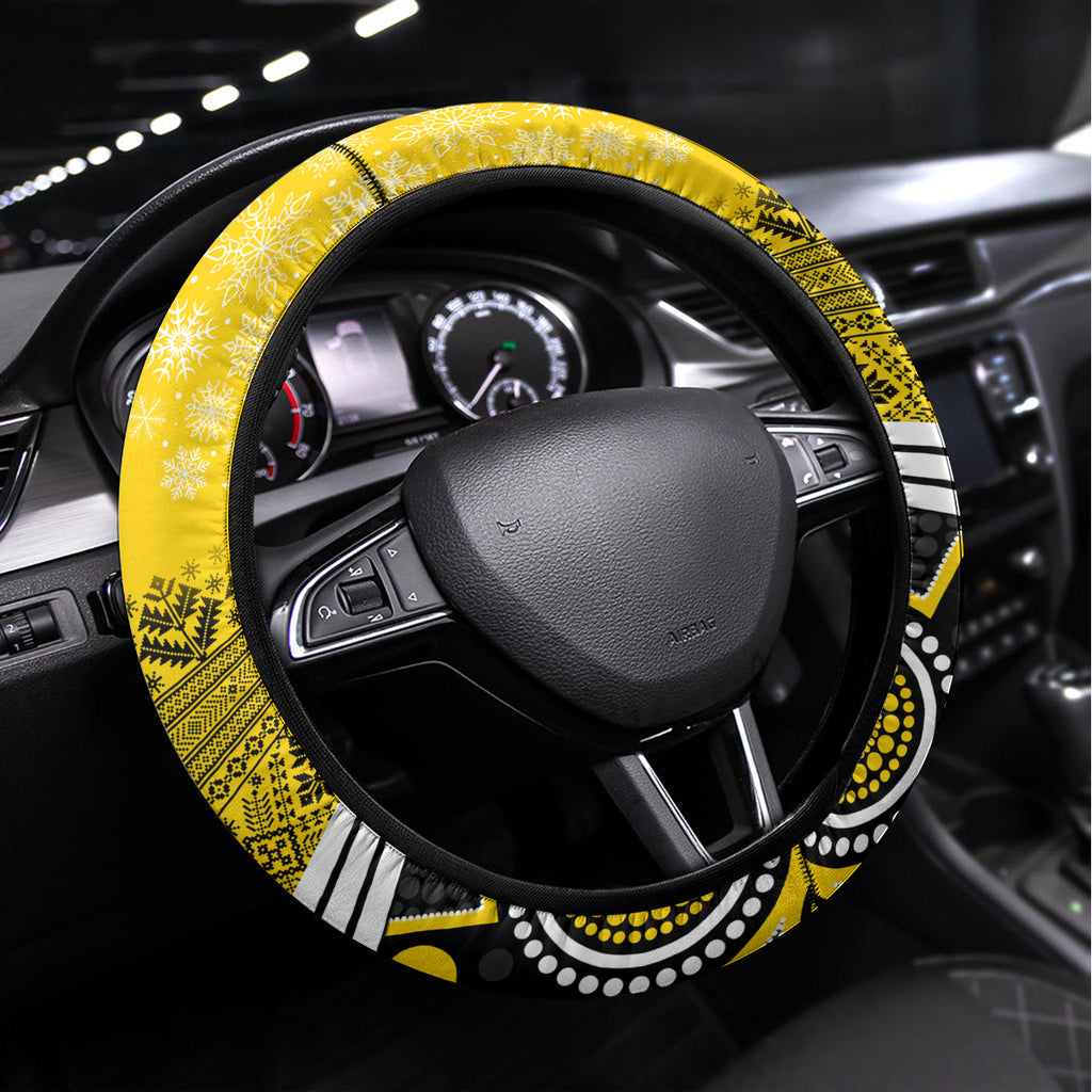 Richmond Football Christmas Steering Wheel Cover Merry Xmas 2023 Mix Aboriginal Art