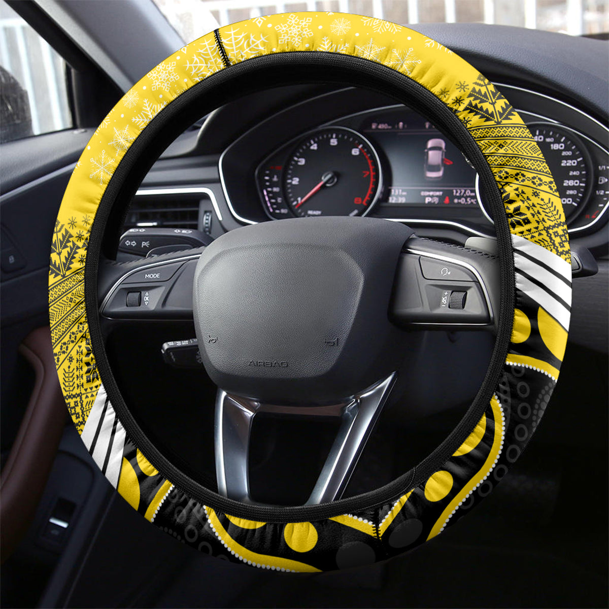 Richmond Football Christmas Steering Wheel Cover Merry Xmas 2023 Mix Aboriginal Art