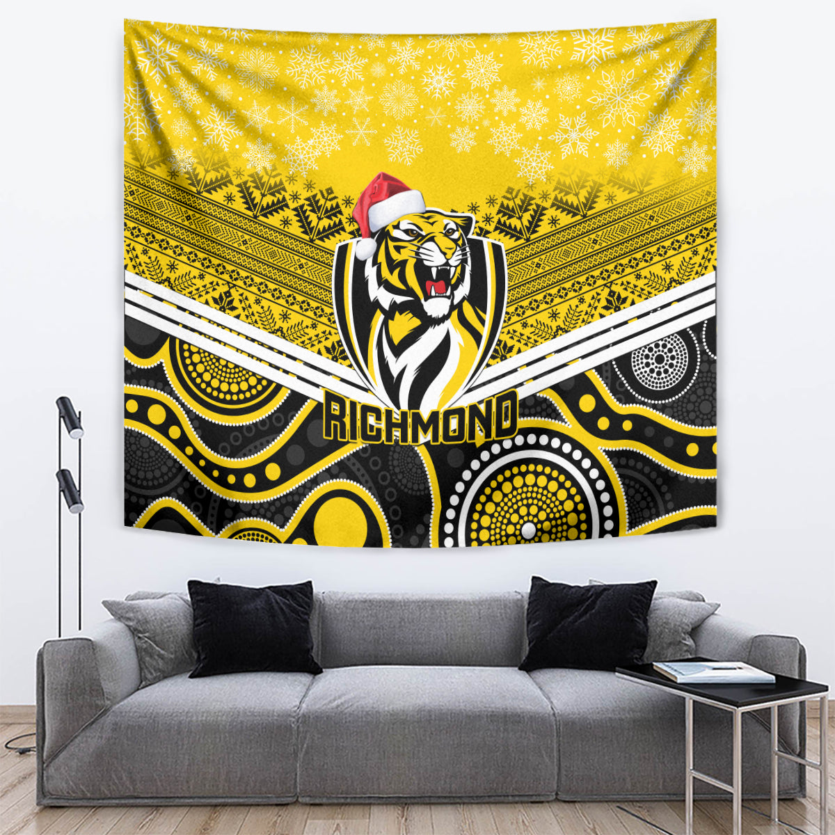 custom-richmond-football-christmas-tapestry-merry-xmas-2023-mix-aboriginal-art