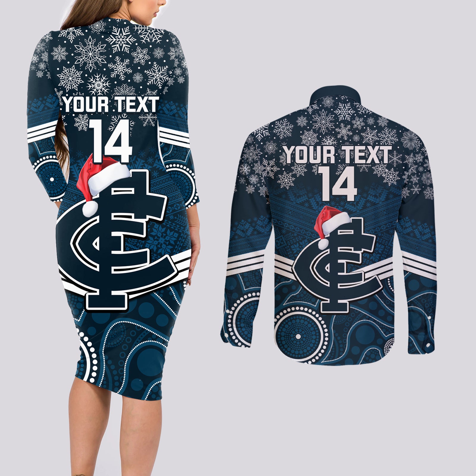custom-blues-football-christmas-couples-matching-long-sleeve-bodycon-dress-and-long-sleeve-button-shirt-merry-xmas-2023-mix-aboriginal-art