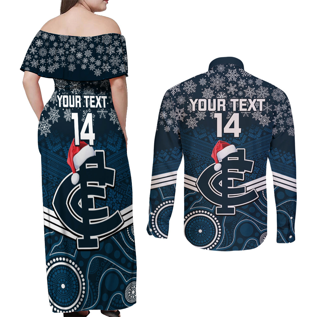 custom-blues-football-christmas-couples-matching-off-shoulder-maxi-dress-and-long-sleeve-button-shirt-merry-xmas-2023-mix-aboriginal-art