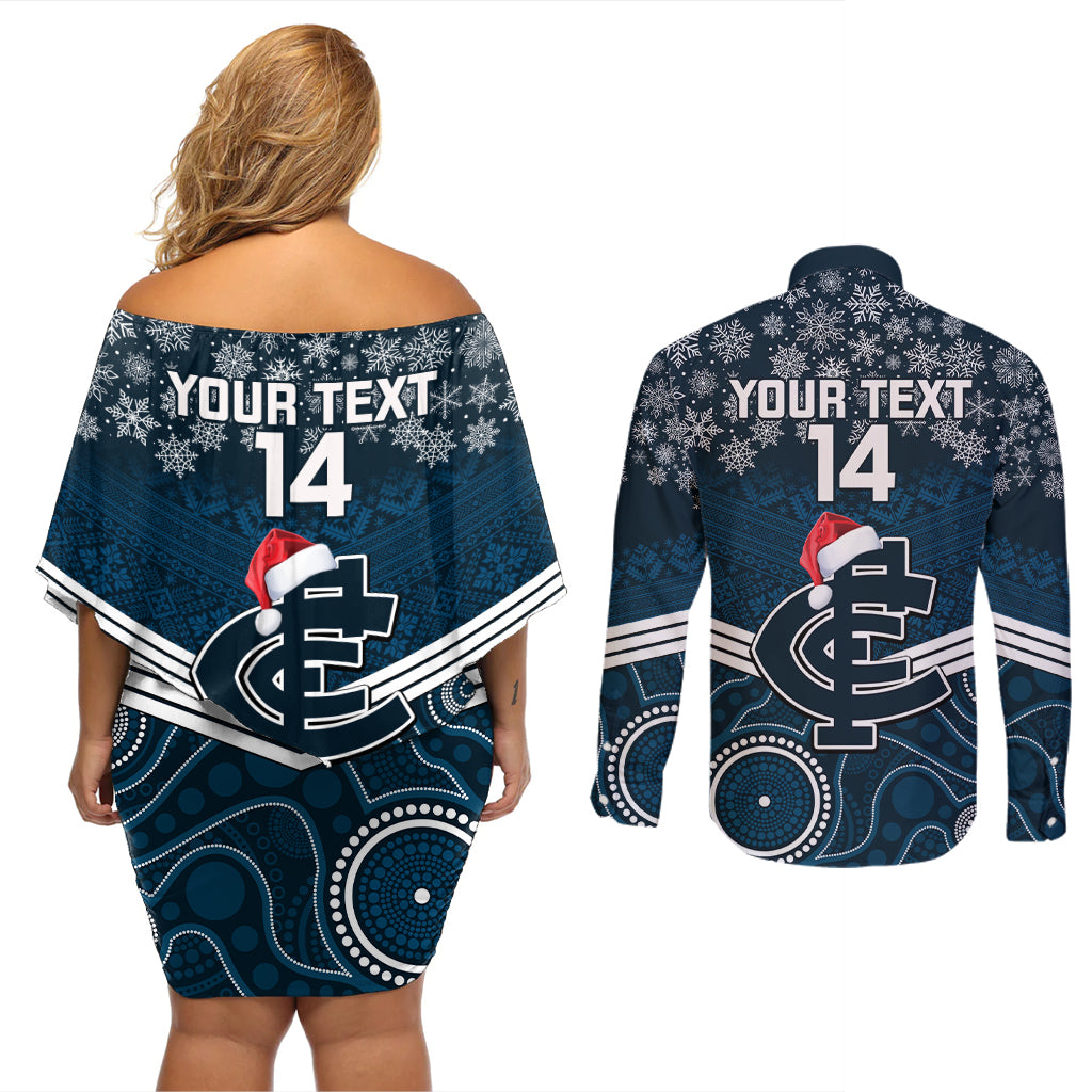 custom-blues-football-christmas-couples-matching-off-shoulder-short-dress-and-long-sleeve-button-shirt-merry-xmas-2023-mix-aboriginal-art
