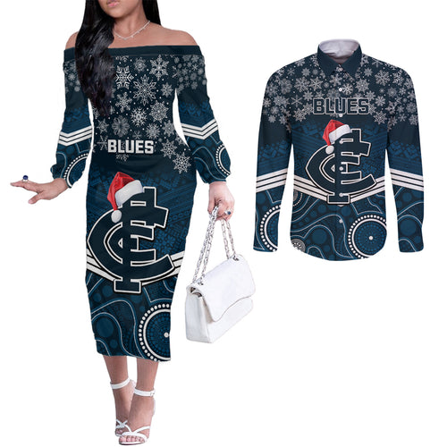 custom-blues-football-christmas-couples-matching-off-the-shoulder-long-sleeve-dress-and-long-sleeve-button-shirt-merry-xmas-2023-mix-aboriginal-art
