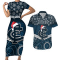 custom-blues-football-christmas-couples-matching-short-sleeve-bodycon-dress-and-hawaiian-shirt-merry-xmas-2023-mix-aboriginal-art