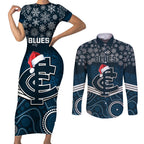 custom-blues-football-christmas-couples-matching-short-sleeve-bodycon-dress-and-long-sleeve-button-shirt-merry-xmas-2023-mix-aboriginal-art