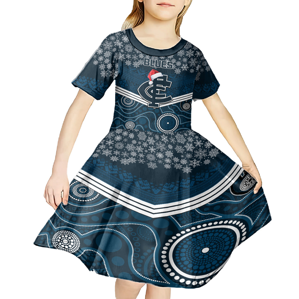 custom-blues-football-christmas-kid-short-sleeve-dress-merry-xmas-2023-mix-aboriginal-art