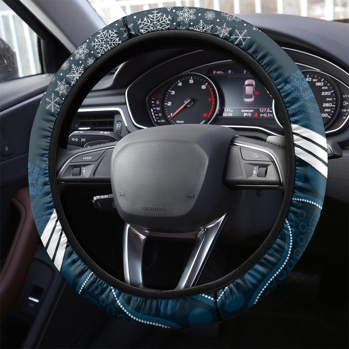 Blues Football Christmas Steering Wheel Cover Merry Xmas 2023 Mix Aboriginal Art