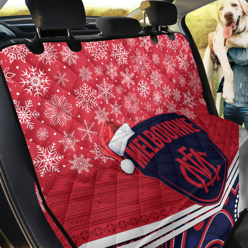 custom-melbourne-football-christmas-back-car-seat-cover-merry-xmas-2023-mix-aboriginal-art