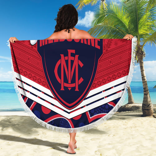 custom-melbourne-football-christmas-beach-blanket-merry-xmas-2023-mix-aboriginal-art