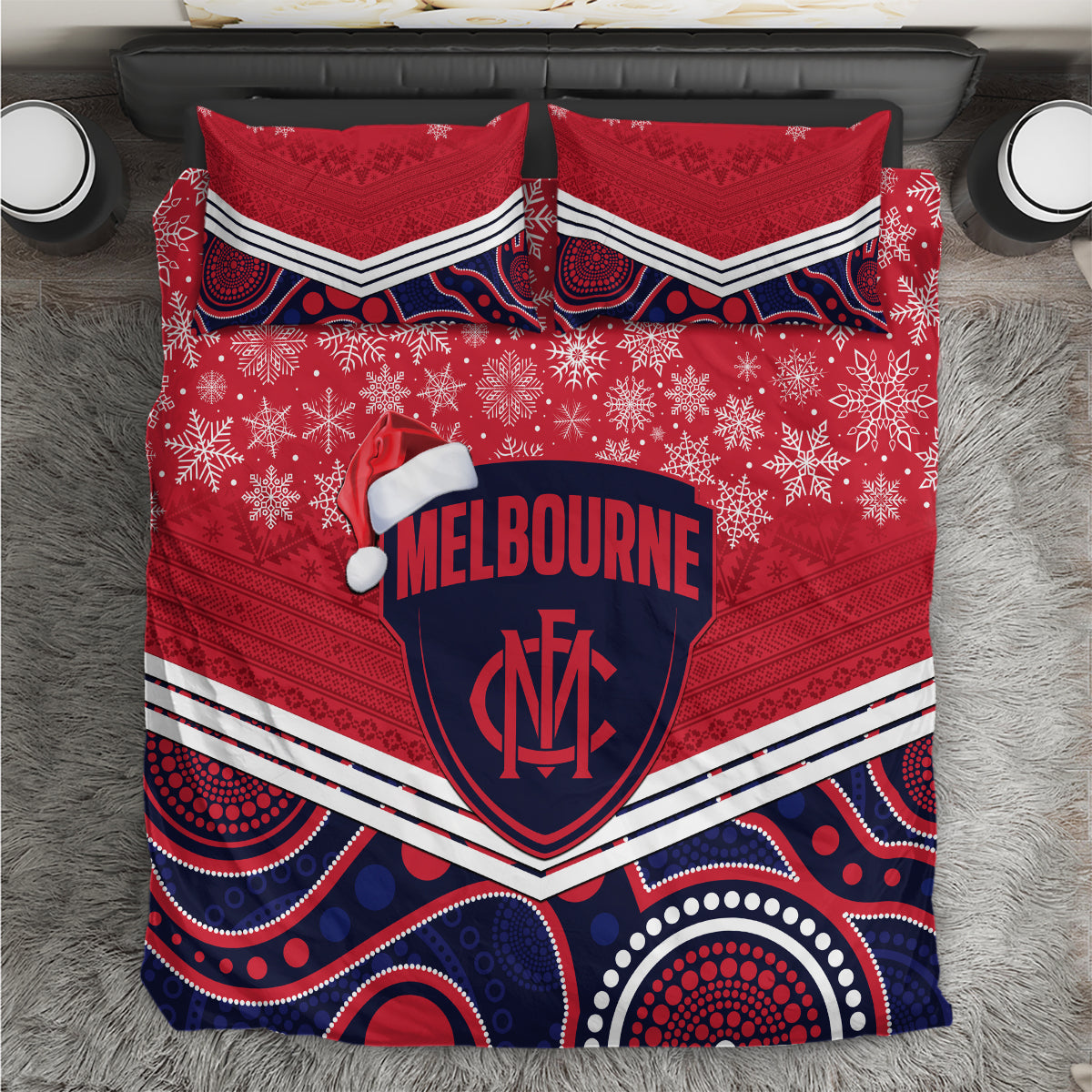 custom-melbourne-football-christmas-bedding-set-merry-xmas-2023-mix-aboriginal-art