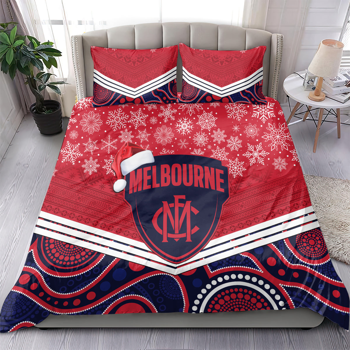custom-melbourne-football-christmas-bedding-set-merry-xmas-2023-mix-aboriginal-art