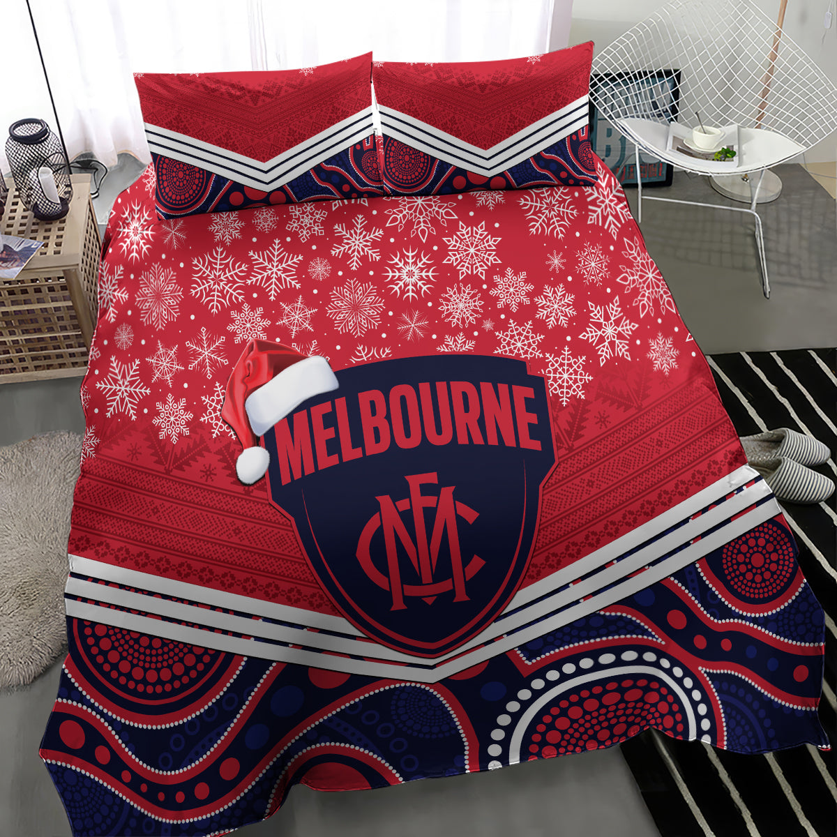 custom-melbourne-football-christmas-bedding-set-merry-xmas-2023-mix-aboriginal-art