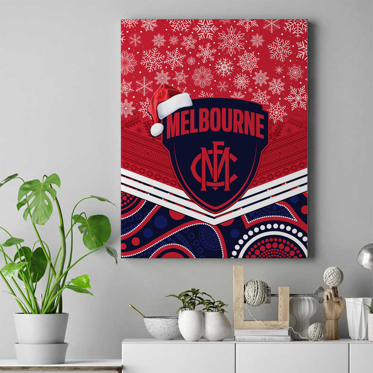 custom-melbourne-football-christmas-canvas-wall-art-merry-xmas-2023-mix-aboriginal-art