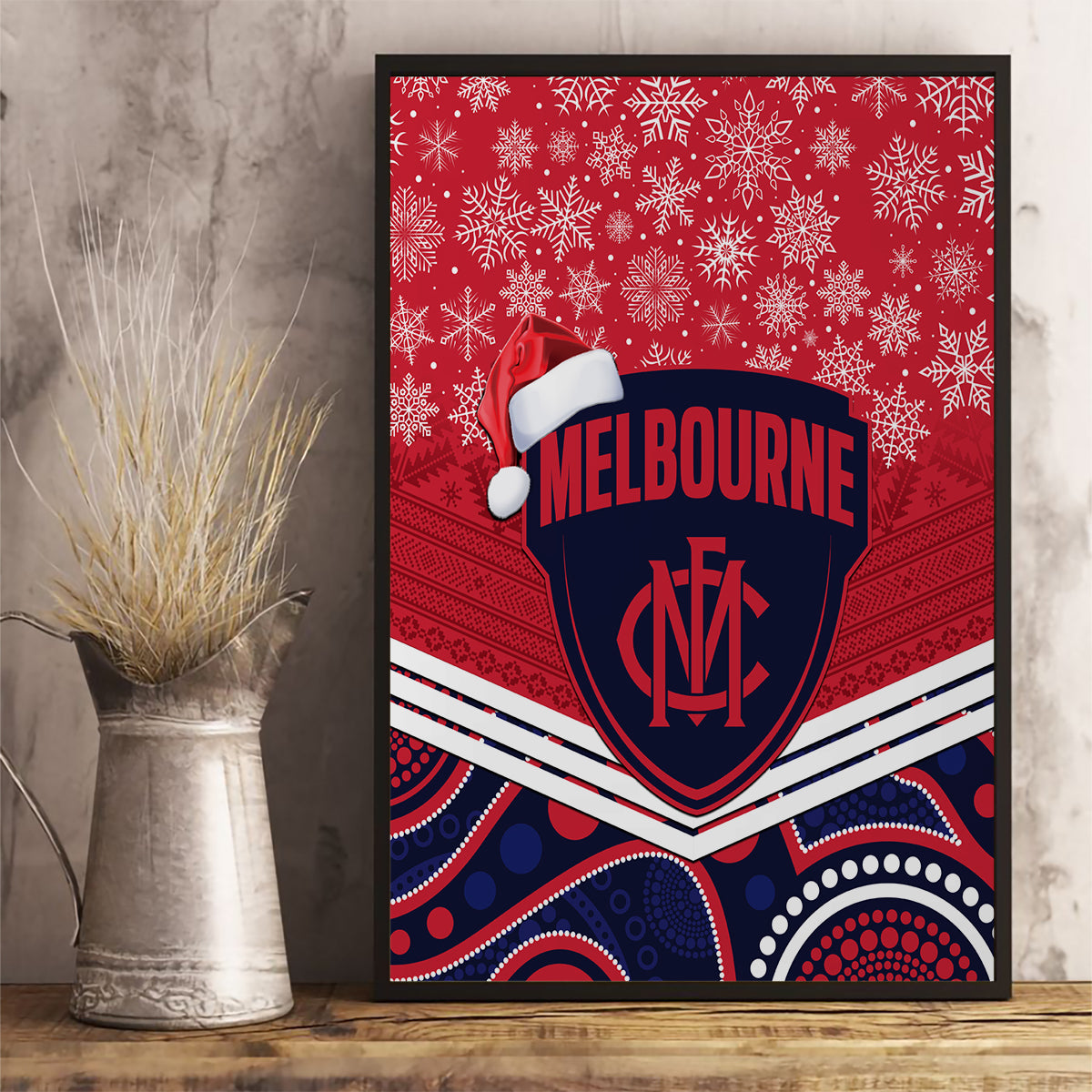 custom-melbourne-football-christmas-canvas-wall-art-merry-xmas-2023-mix-aboriginal-art