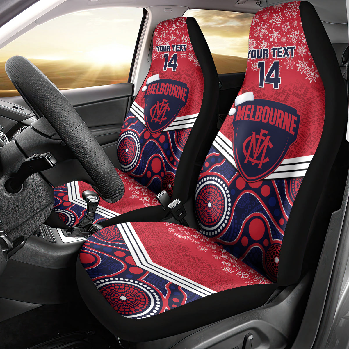 custom-melbourne-football-christmas-car-seat-cover-merry-xmas-2023-mix-aboriginal-art