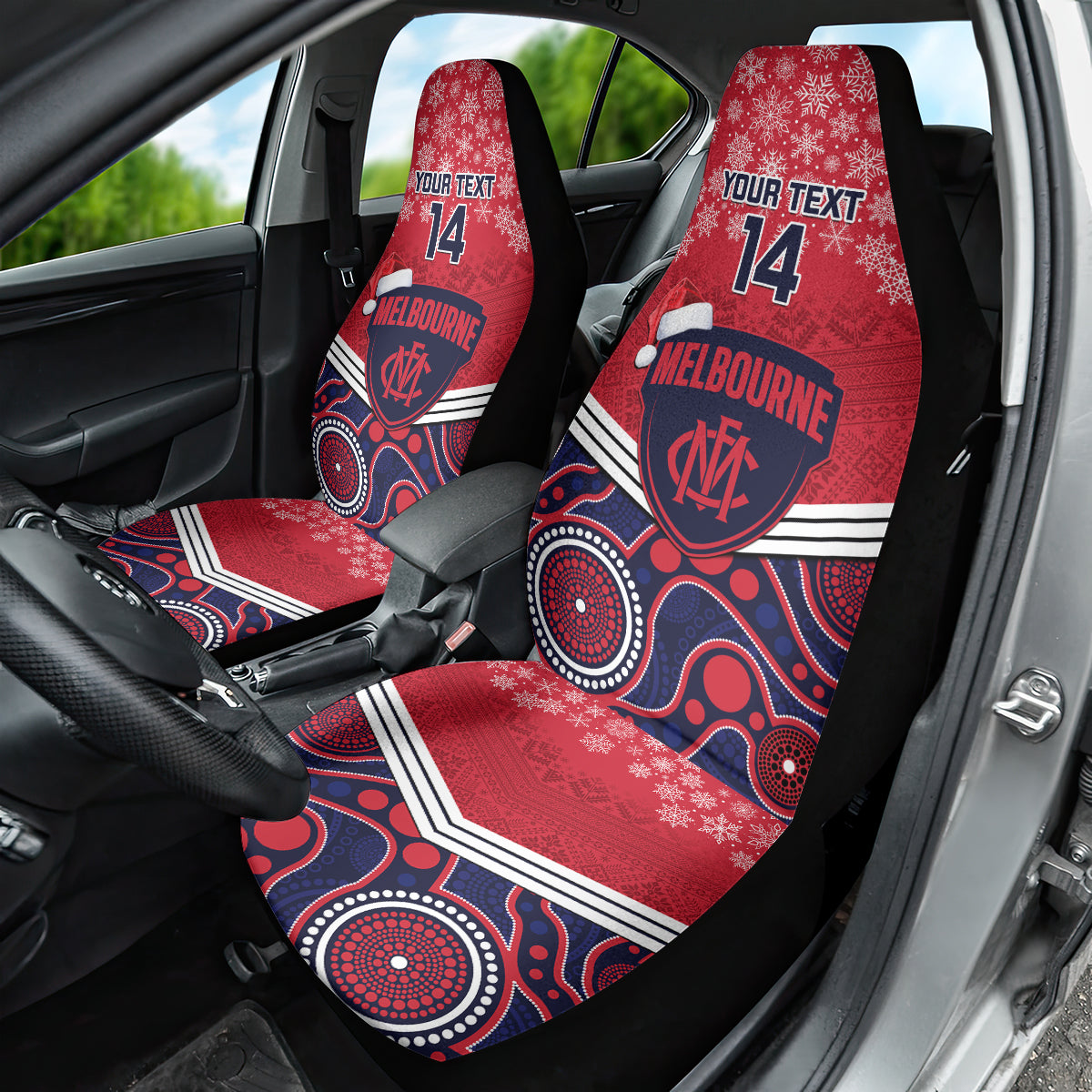 custom-melbourne-football-christmas-car-seat-cover-merry-xmas-2023-mix-aboriginal-art