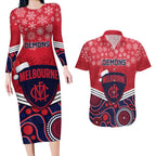 custom-melbourne-football-christmas-couples-matching-long-sleeve-bodycon-dress-and-hawaiian-shirt-merry-xmas-2023-mix-aboriginal-art