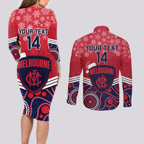 custom-melbourne-football-christmas-couples-matching-long-sleeve-bodycon-dress-and-long-sleeve-button-shirt-merry-xmas-2023-mix-aboriginal-art