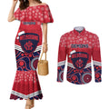 custom-melbourne-football-christmas-couples-matching-mermaid-dress-and-long-sleeve-button-shirt-merry-xmas-2023-mix-aboriginal-art